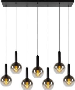 Lucide Marius Hanglamp Zwart 7xE27 Socket - 130x30x150 Cm