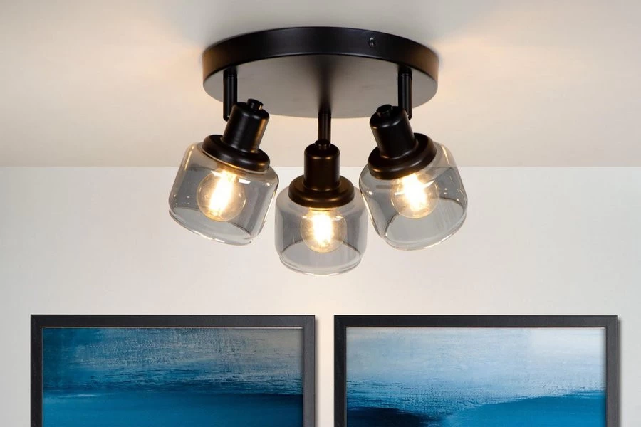 Lucide Bjorn Plafondspot Zwart 3xE14 Socket - 38 Cm - Afbeelding 2