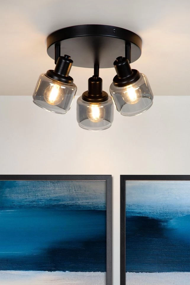 Lucide Bjorn Plafondspot Zwart 3xE14 Socket - 38 Cm - Afbeelding 4