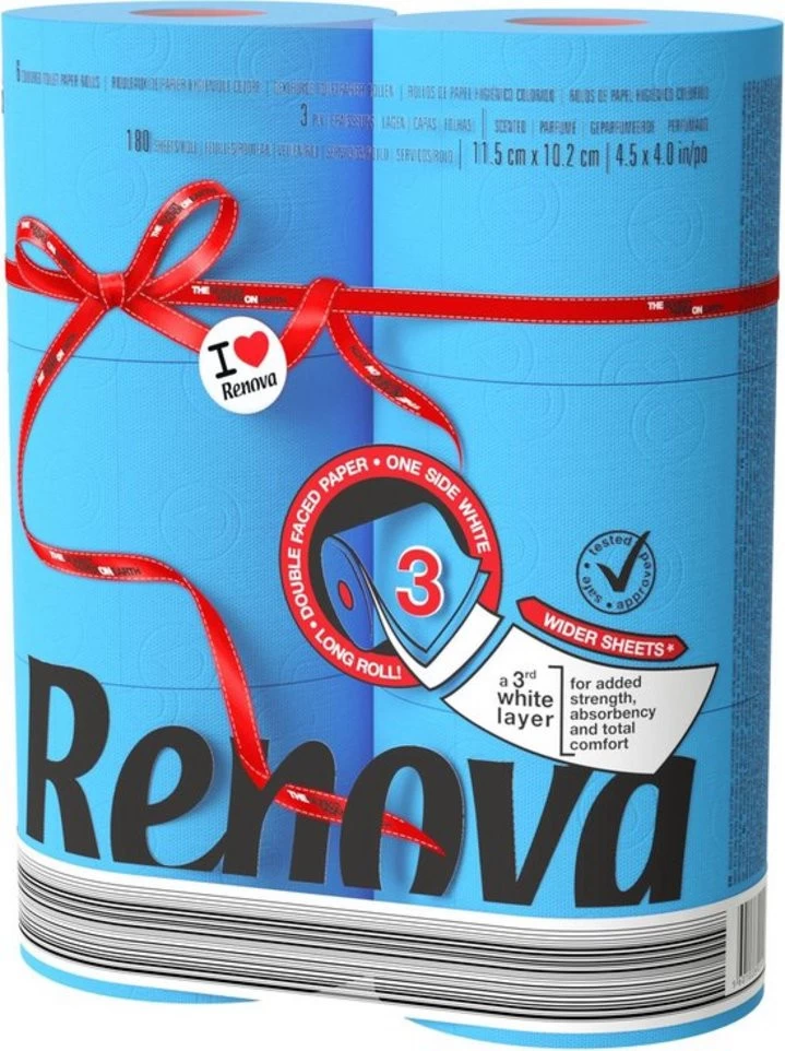Renova Toiletpapier Red Label Blauw 6 Rol