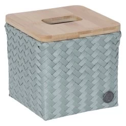 Handed By Tissue Box Top Fit Square 14x15x15 Cm - Handgemaakt - Eucalyptus