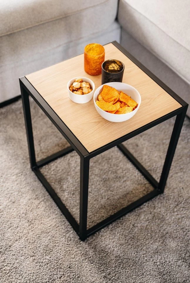 Bijzettafel 002 Industrieel 39x39x49cm Zwart - Beuk - Afbeelding 4