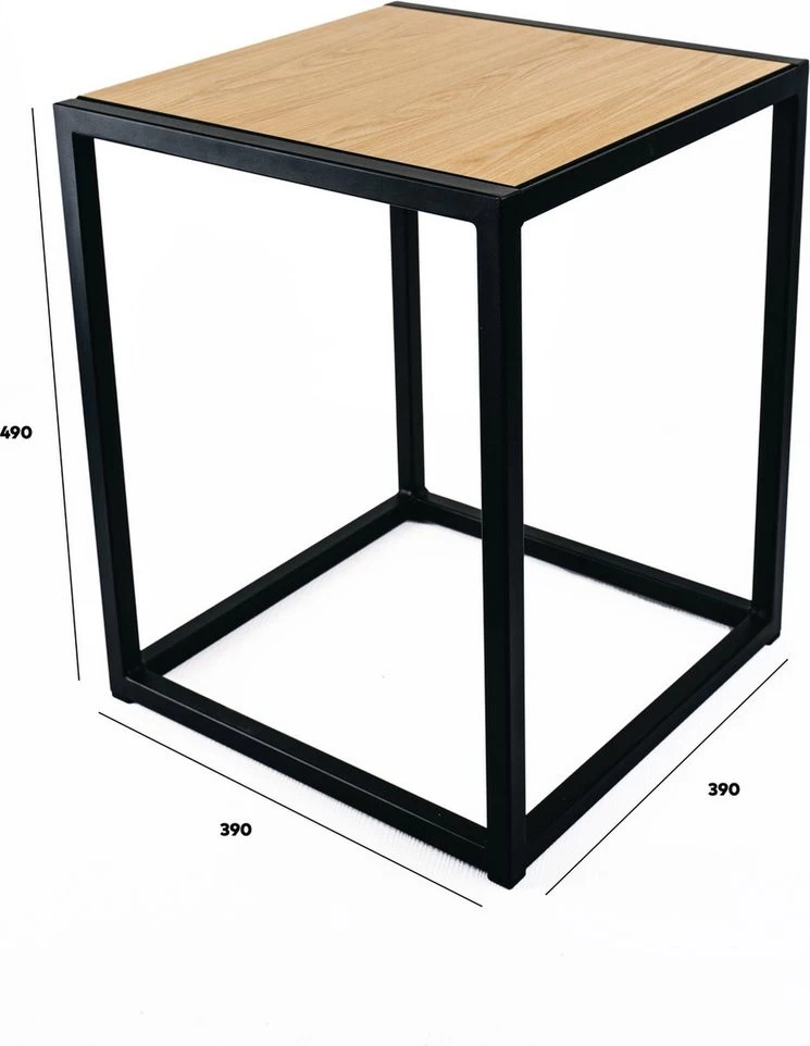 Bijzettafel 002 Industrieel 39x39x49cm Zwart - Beuk - Afbeelding 5