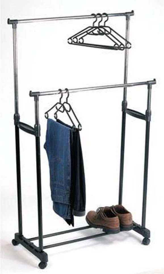 KLEERHANGER DUBBEL, WIELEN 100 CM BREED VERSTELBAAR IN DE HOOGTE