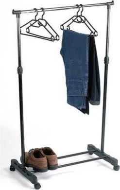 Perel KLEERHANGER ENKEL OP WIELEN 80 CM BREED VERSTELBAAR IN DE HOOGTE 94/160 CM